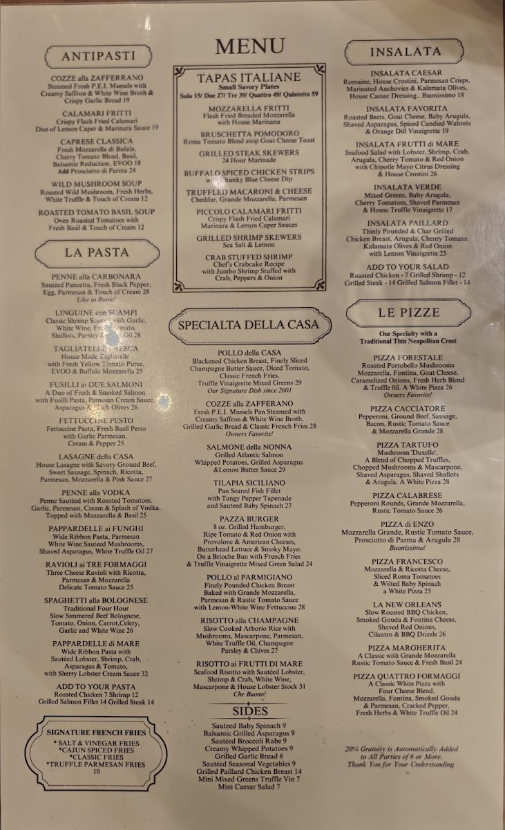 Pazza Notte Menu - Image 1